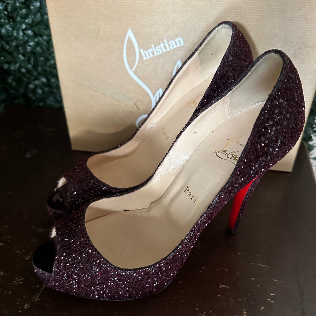 Very Prive 120 Glitter Christian Louboutin In Rare Oxblood Color Sz 39